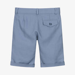 Dr. Kid-Boys Blue Linen & Cotton Shorts | Childrensalon Outlet