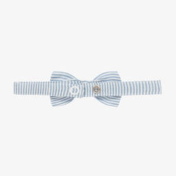 Dr. Kid-Boys Blue Linen & Cotton Stripe Bow Tie | Childrensalon Outlet