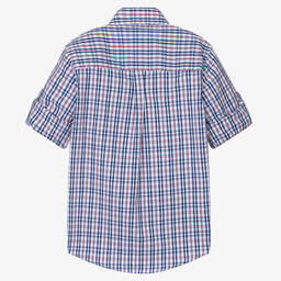 Dr. Kid-Boys Blue & Red Check Cotton Shirt | Childrensalon Outlet