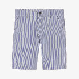 Dr. Kid-Boys Blue Striped Cotton Shorts | Childrensalon Outlet