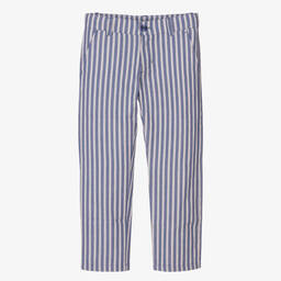 Dr. Kid-Boys Blue Striped Cotton Trousers | Childrensalon Outlet
