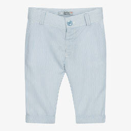 Dr. Kid-Boys Blue Striped Linen & Cotton Trousers | Childrensalon Outlet