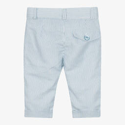 Dr. Kid-Boys Blue Striped Linen & Cotton Trousers | Childrensalon Outlet