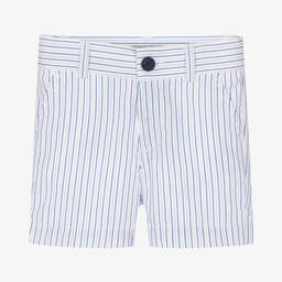 Dr. Kid-Boys Blue Striped Seersucker Shorts | Childrensalon Outlet