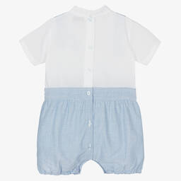 Dr. Kid-Boys Blue & White Stripe Cotton Shortie  | Childrensalon Outlet