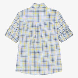 Dr. Kid-Boys Blue & Yellow Cotton Check Shirt | Childrensalon Outlet