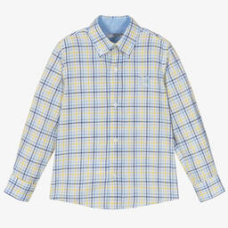 Dr. Kid-Boys Blue & Yellow Cotton Check Shirt | Childrensalon Outlet