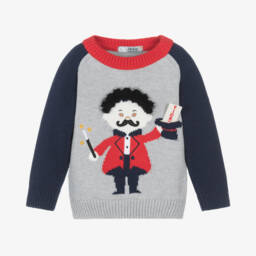 Dr. Kid-Boys Circus Knit Grey Sweater | Childrensalon Outlet