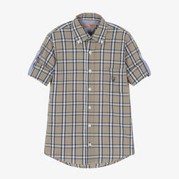 Dr. Kid-Boys Green & Blue Check Shirt | Childrensalon Outlet