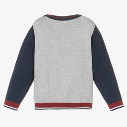 Dr. Kid-Boys Grey & Blue Cotton Knit Sweater | Childrensalon Outlet