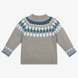 Dr. Kid-Серый вязаный свитер из хлопка для мальчиков | Childrensalon Outlet