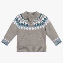 Dr. Kid-Серый вязаный свитер из хлопка для мальчиков | Childrensalon Outlet