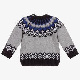 Dr. Kid-Серый шерстяной вязаный свитер для мальчиков | Childrensalon Outlet