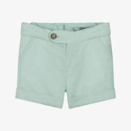 Dr. Kid-Boys Mint Linen Blend Shorts with Suspenders | Childrensalon Outlet