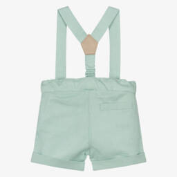 Dr. Kid-Boys Mint Linen Blend Shorts with Suspenders | Childrensalon Outlet