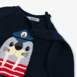 Dr. Kid-Морской синий вязаный пуловер для мальчиков | Childrensalon Outlet