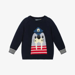 Dr. Kid-Морской синий вязаный пуловер для мальчиков | Childrensalon Outlet