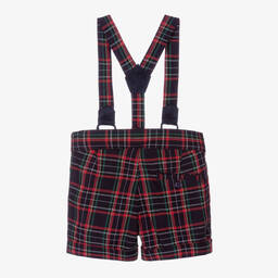 Dr. Kid-شورت قطن كاروهات لون كحلي وأحمر للأولاد | Childrensalon Outlet