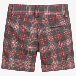 Dr. Kid-Красно-серые шорты в клетку для мальчиков | Childrensalon Outlet