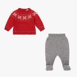 Dr. Kid-Boys Red Wool & Cashmere 2 Piece Babygrow | Childrensalon Outlet