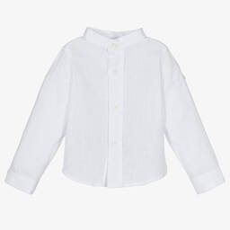 دكتور كيد-قميص أطفال ولادي قطن وكتان لون أبيض | Childrensalon Outlet