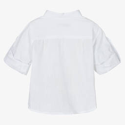 دكتور كيد-قميص أطفال ولادي قطن وكتان لون أبيض | Childrensalon Outlet