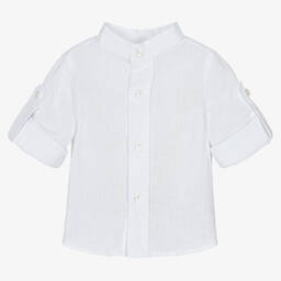 دكتور كيد-قميص أطفال ولادي قطن وكتان لون أبيض | Childrensalon Outlet