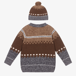 Dr. Kid-Коричневый вязаный свитер и шапочка | Childrensalon Outlet