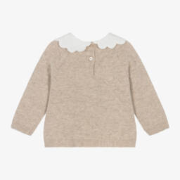 Dr. Kid-Girls Beige Bear Knit Sweater | Childrensalon Outlet