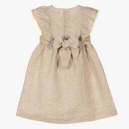 Dr. Kid-Girls Beige Linen & Cotton Dress | Childrensalon Outlet