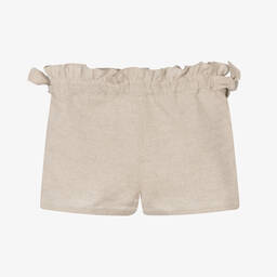 Dr. Kid-Бежевые льняные шорты для девочек | Childrensalon Outlet