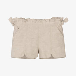 Dr. Kid-Бежевые льняные шорты для девочек | Childrensalon Outlet