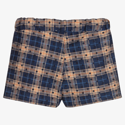 Dr. Kid-Бежево-синие шорты в клетку для девочек | Childrensalon Outlet