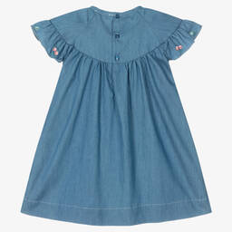 Dr. Kid-Голубое платье из шамбре с рюшами | Childrensalon Outlet