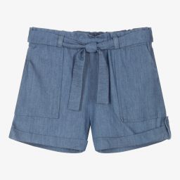 Dr. Kid-Girls Blue Chambray Shorts | Childrensalon Outlet