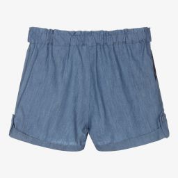 Dr. Kid-Girls Blue Chambray Shorts | Childrensalon Outlet