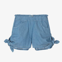 Dr. Kid-Girls Blue Chambray Shorts | Childrensalon Outlet