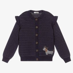 Dr. Kid-Girls Blue Cotton Cardigan | Childrensalon Outlet