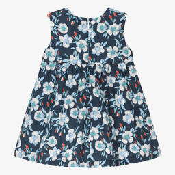 Dr. Kid-Girls Blue Cotton Floral Dress | Childrensalon Outlet