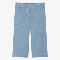Dr. Kid-Girls Blue Denim Paperbag Trousers | Childrensalon Outlet