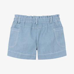 Dr. Kid-Girls Blue Denim Patch Pocket Shorts | Childrensalon Outlet