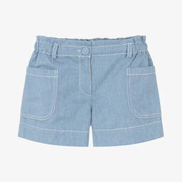 Dr. Kid-Girls Blue Denim Patch Pocket Shorts | Childrensalon Outlet