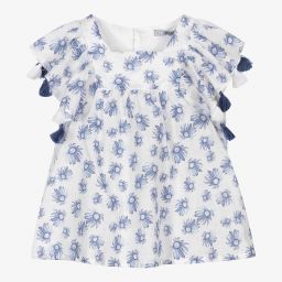 Dr. Kid-Голубая блузка в цветочек для девочек | Childrensalon Outlet