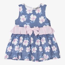 Dr. Kid-Girls Blue Floral Cotton Dress | Childrensalon Outlet
