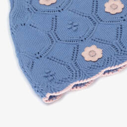 Dr. Kid-Туника синий вязаный цветочный для девочек | Childrensalon Outlet