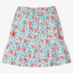 Dr. Kid-Girls Blue & Pink Floral Cotton Skirt | Childrensalon Outlet