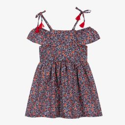 Dr. Kid-Girls Blue & Red Floral Dress | Childrensalon Outlet