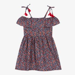 Dr. Kid-Girls Blue & Red Floral Dress | Childrensalon Outlet