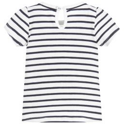Dr. Kid-Girls Blue Stripe Love T-Shirt | Childrensalon Outlet
