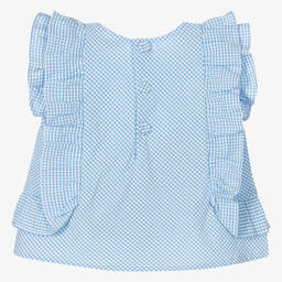Dr. Kid-Girls Blue & White Gingham Check Blouse | Childrensalon Outlet